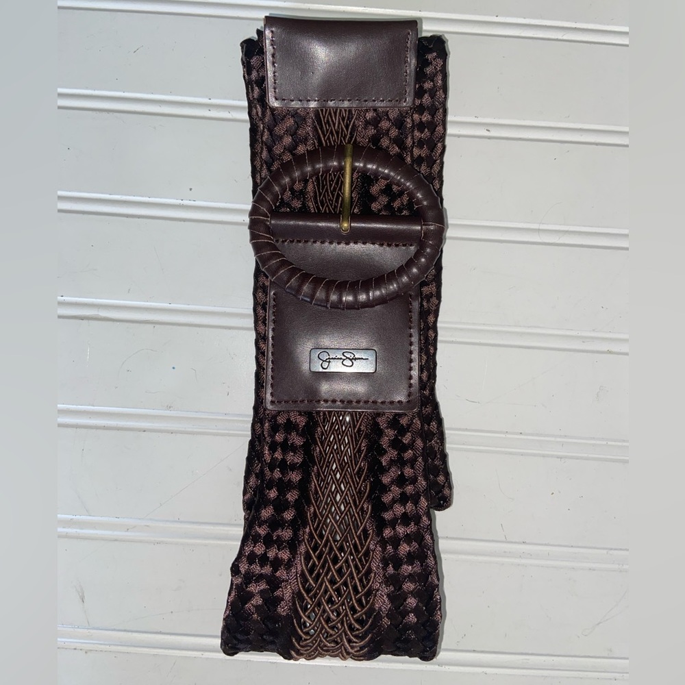 Jessica Simpson New Ladies Size S Brown Fabric Belt 3.25" Wide Total Length 40" - Picture 2 of 6